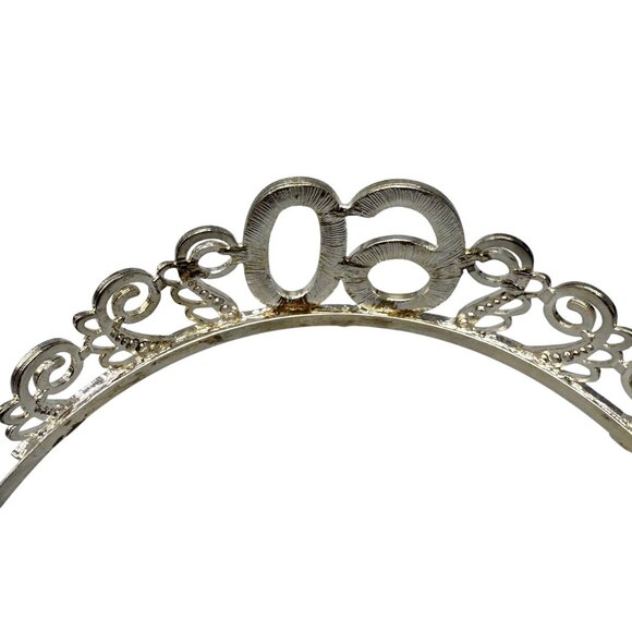 Clear Pave Rhinestone Filigree 60th Birthday Tiara Crown Party Silver Tone - Picture 5 of 5